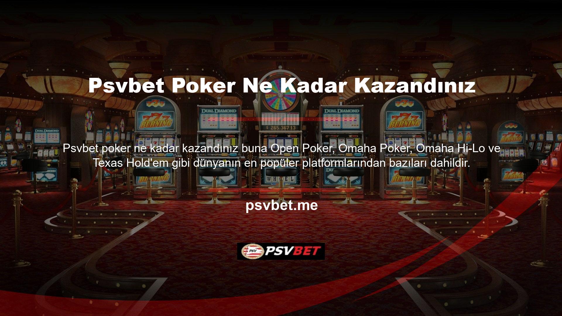 Psvbet Poker Türk oyuncular için çok özel bir lobisi var